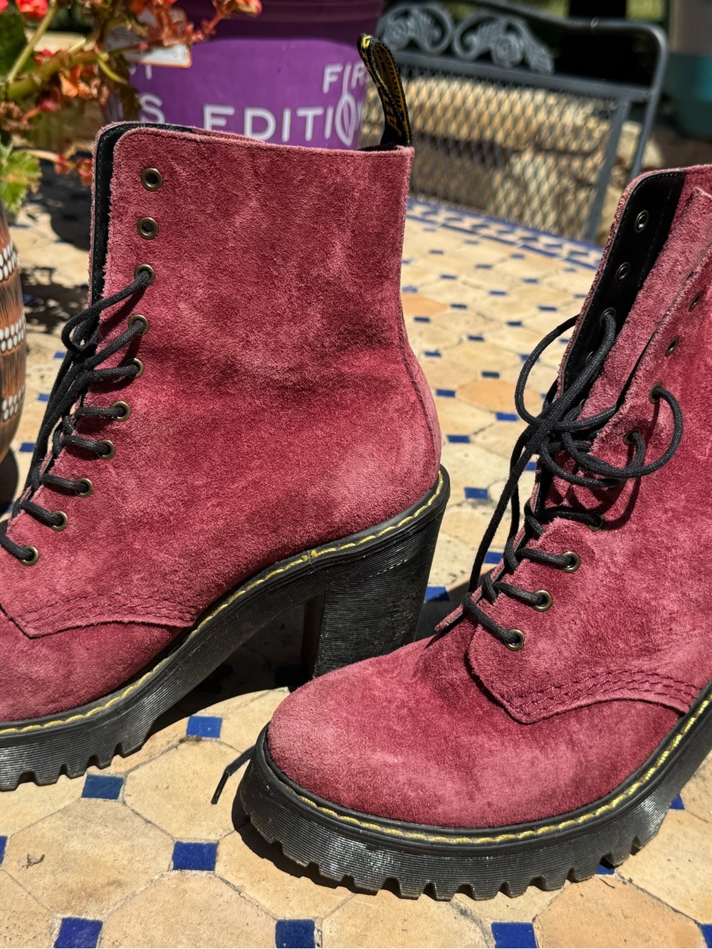 Dr. Martens Berry Velvet Lace-Up Platform Ankle Boots - Picture 5 of 5